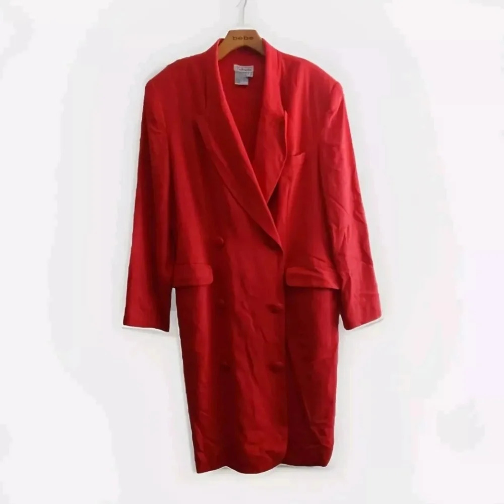 Talbots Red Trench Coat Blazer Style Jacket double breasted Classic Elegant 14 - Picture 3 of 8